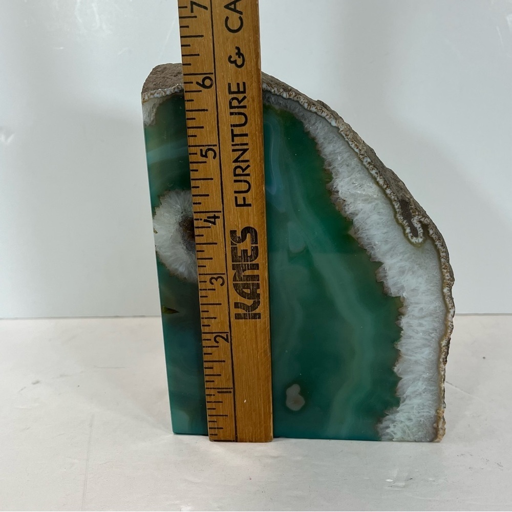 Large Blue/Teal Brazilian Agate Bookend-Perfect for Book/Crystal Lovers- 6”x5” - Picture 8 of 10